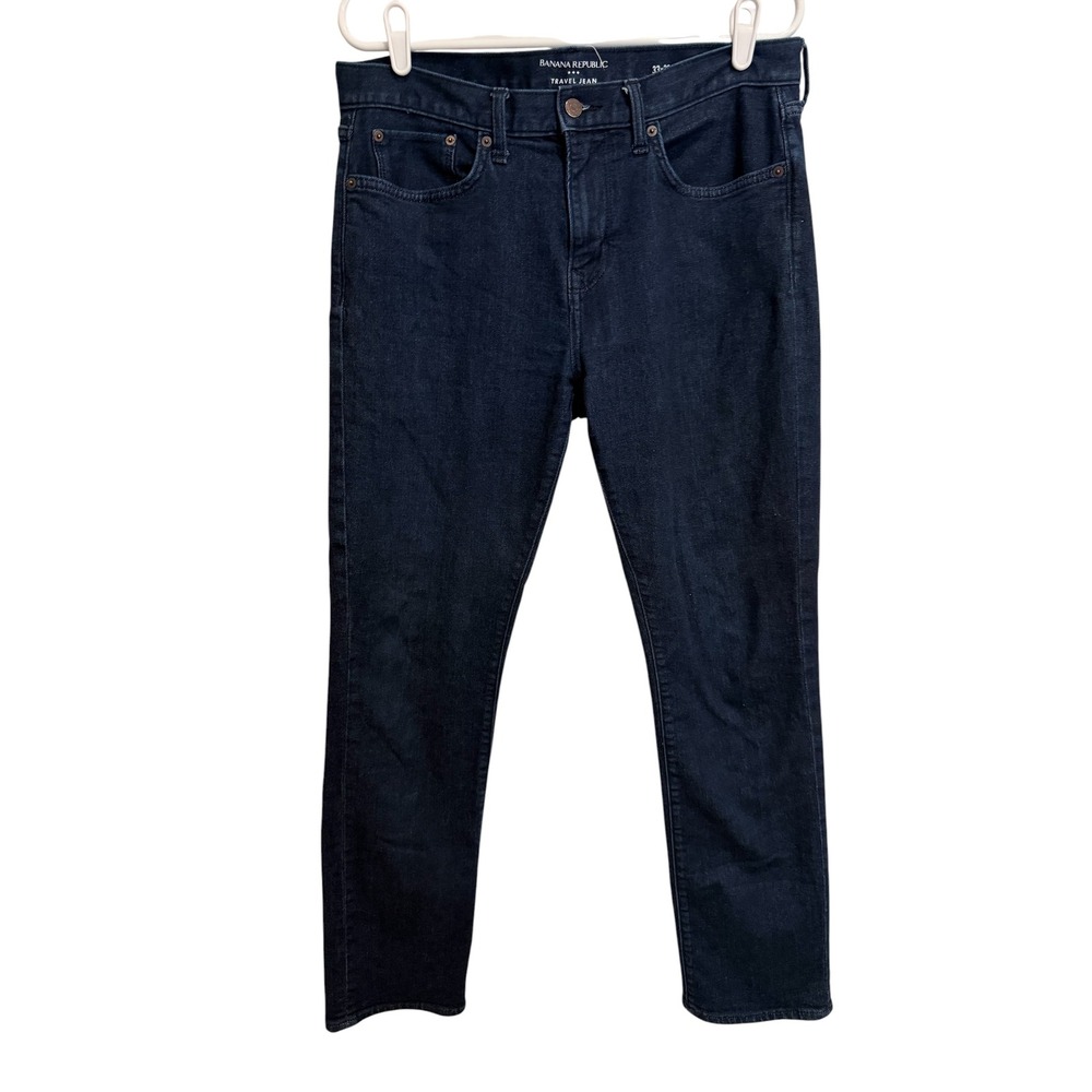 Banana Republic Mens‎ 33x32 Dark Wash Travel Jean Slim Fit Denim Pants